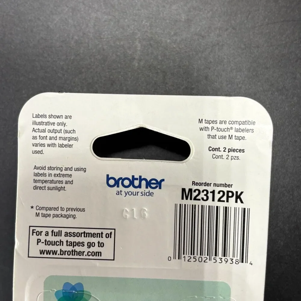 Brother Genuine P-touch M-2312PK Tape, 2 Pack, 1/2
